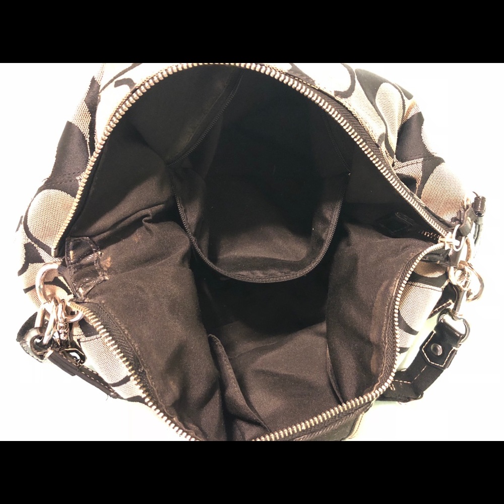 Black Coach Pattern Medium Large Purse - image 7